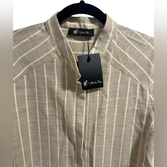 Beachy linen type lounge button down size L NWT (would look awesome belted!) - Picture 3 of 4